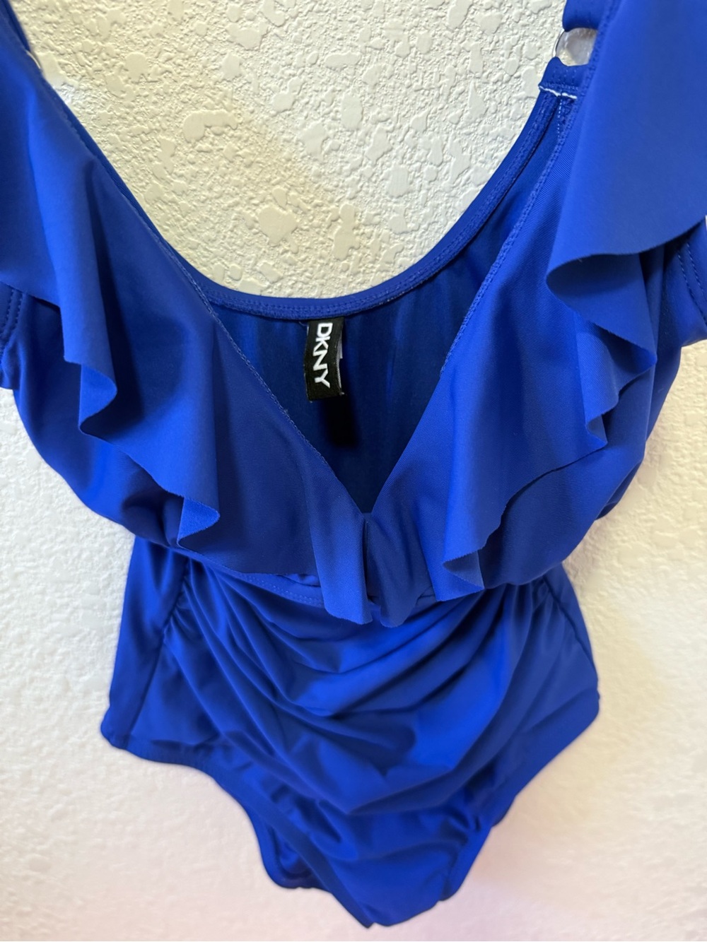 DKNY Royal Blue One Piece Swimsuit XS Ruffle Ruched Like New - Picture 4 of 9